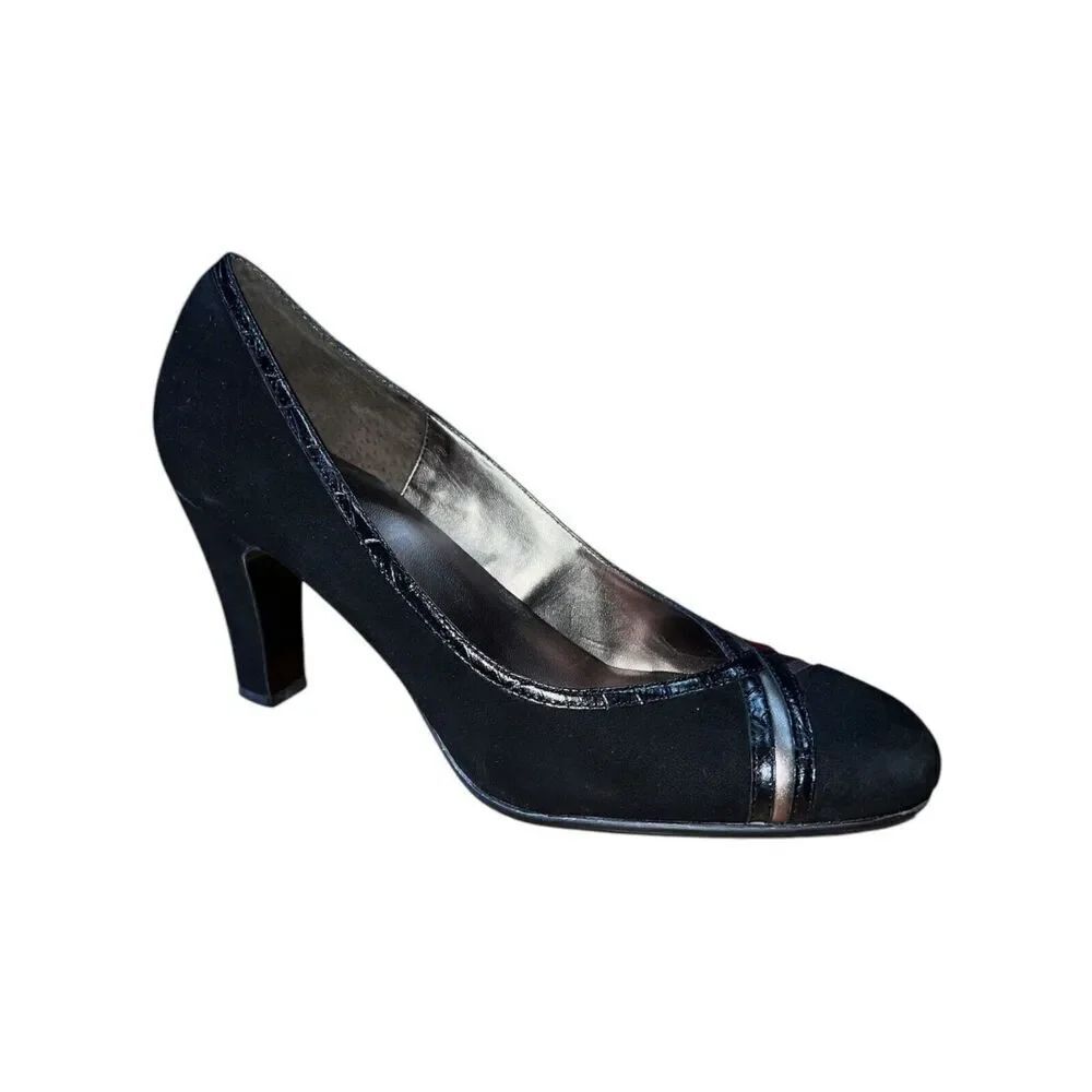 Aerosoles Pretty Gritty Black Combo Round Toe Pump Womens Size 10M NEW